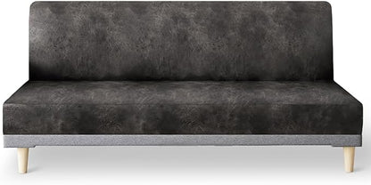 molasofa Leather Like Stretch Futon Slipcover Armless Futon Bed Sofa Cover by Molasofa