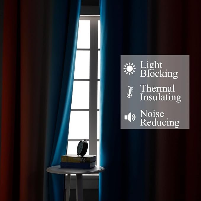 Thermal Insulated Blue and Orange Curtains - Image 3