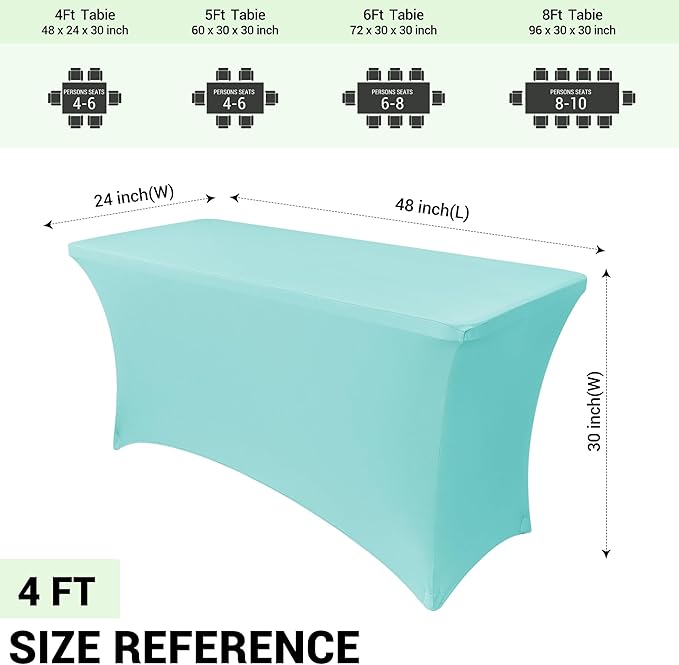Obstal Spandex Table Cover 4ft Fitted Tablecloth Rectangular - Image 4
