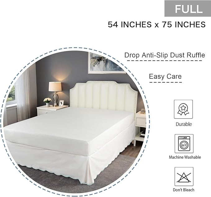 HIG Off-White Chic Full Bed Skirt - Image 2