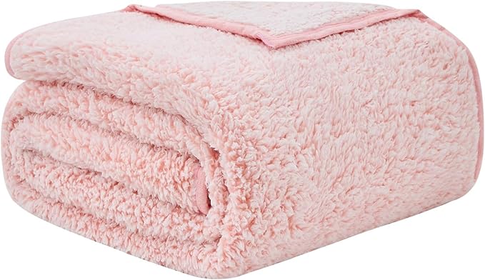EMME Soft Sherpa Fleece Blanket Reversible Plush Fluffy Large Blanket, Light - Image 7