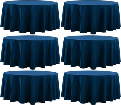 Round Tablecloth 120 Inch Tablecloth 6 Pack Navy Blue Table Cloths Washable by AOCOZHomeLifeMuseum