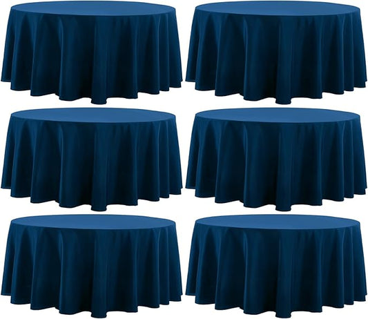 Round Tablecloth 120 Inch Tablecloth 6 Pack Navy Blue Table Cloths Washable by AOCOZHomeLifeMuseum