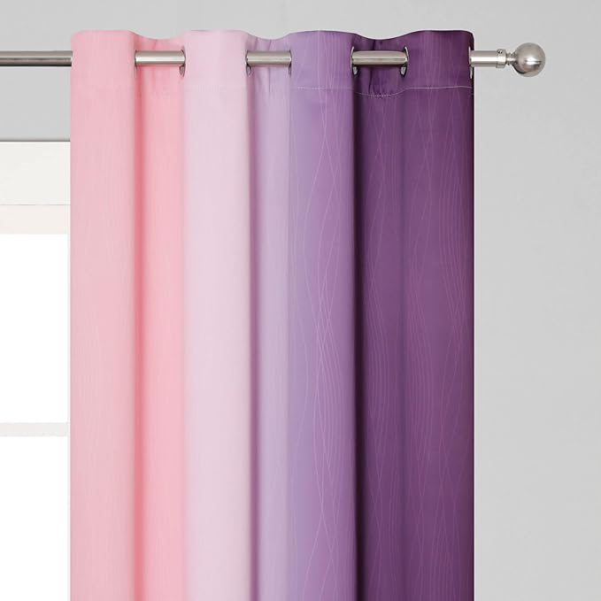 Estelar Textiler Pink and Purple Ombre Blackout Curtains 90 Inches Long 2 - Image 4