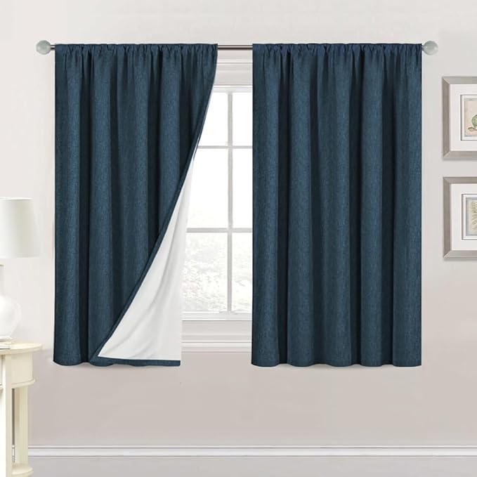 H.VERSAILTEX Linen Look 100% Blackout Curtains 45 Inches Long by HVERSAILTEX