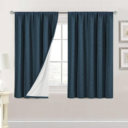 H.VERSAILTEX Linen Look 100% Blackout Curtains 45 Inches Long by HVERSAILTEX