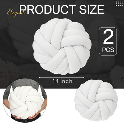 Fumete 2 Pcs 14 Inches Knot Pillow Round Throw Soft Plush Knot Ball Pillow - Image 2