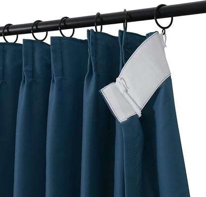 TWOPAGES Navy Pinch Pleated Room Darkening Curtain 90 Inches Long, Solid - Image 2