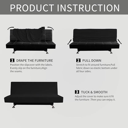 Easy-Going Stretch Futon Slipcover Armless Futon Bed Cover Furniture Protector - Image 6