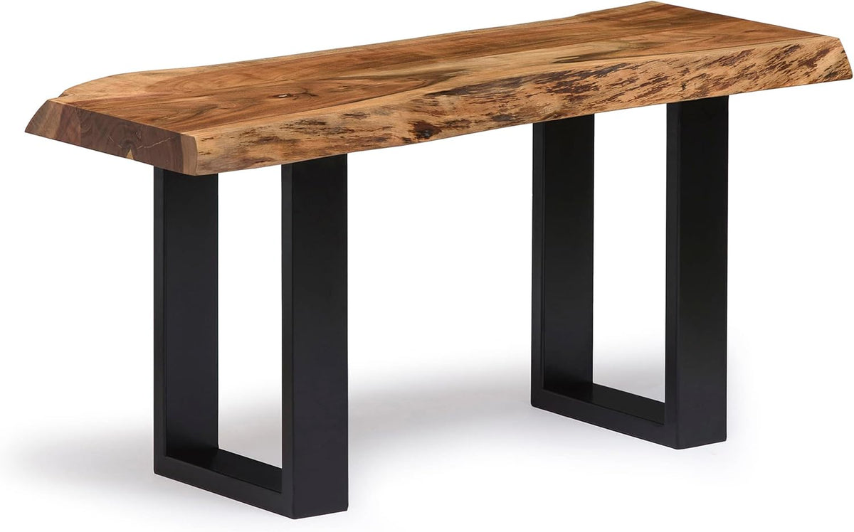 alaterre alpine live edge solid wood rustic entryway, front angle view