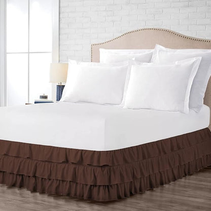 Multi-Ruffle Bed Skirt, Soft Multi Ruffle Bed Skirt Elastic Dust Ruffles - Image 5