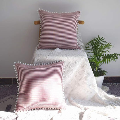 HOPLEE Decorative 20x20 Pillow Covers Red and White Tricking Stripe Throw by HOPLEE