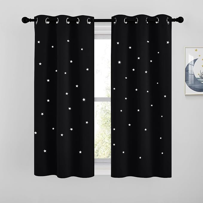 NICETOWN Kids Curtains for Bedroom, Star Cutout Thermal Insulated Short by NICETOWN