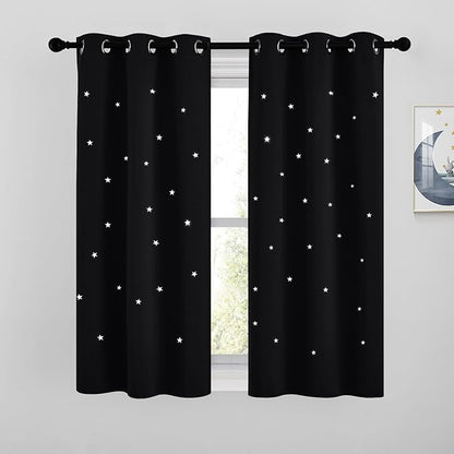 NICETOWN Kids Curtains for Bedroom, Star Cutout Thermal Insulated Short by NICETOWN