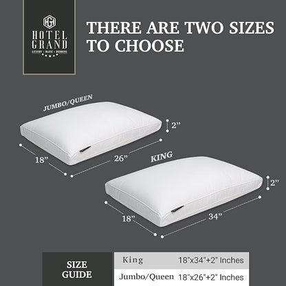 Hotel Grand Goose Feather Down Fiber Pillows King Size Set of 2, 100% Cotton - Image 2