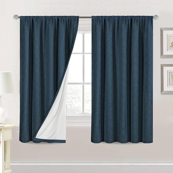 H.VERSAILTEX Linen Look 100% Blackout Curtains 63 Inches Long by HVERSAILTEX
