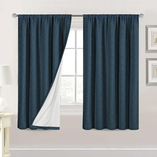 H.VERSAILTEX Linen Look 100% Blackout Curtains 63 Inches Long by HVERSAILTEX