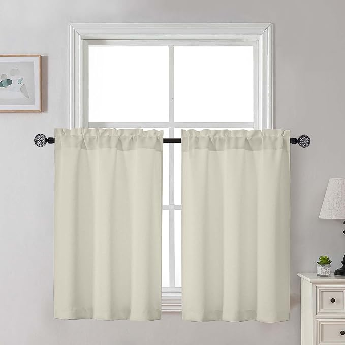 Gwine Kitchen Curtains for Small Window Treatment, Light Filtering Short Cafe by Gwine
