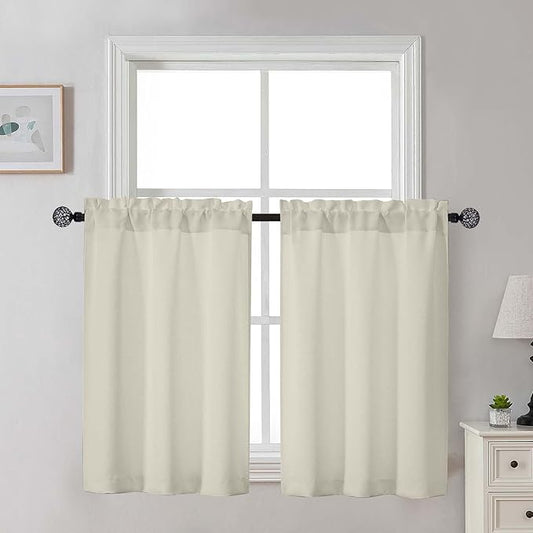 Gwine Kitchen Curtains for Small Window Treatment, Light Filtering Short Cafe by Gwine