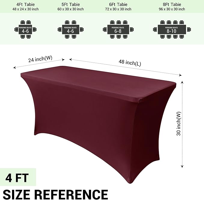 Obstal Spandex Table Cover 4ft Fitted Tablecloth Rectangular - Image 4