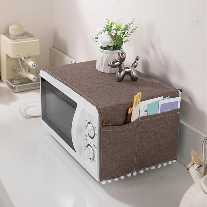 Microwave Oven Cover Dust Oil Proof Cotton Linen Waterproof Fabric Cloth - Image 8
