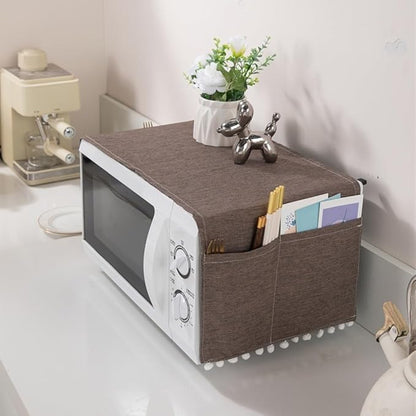 Microwave Oven Cover Dust Oil Proof Cotton Linen Waterproof Fabric Cloth - Image 9