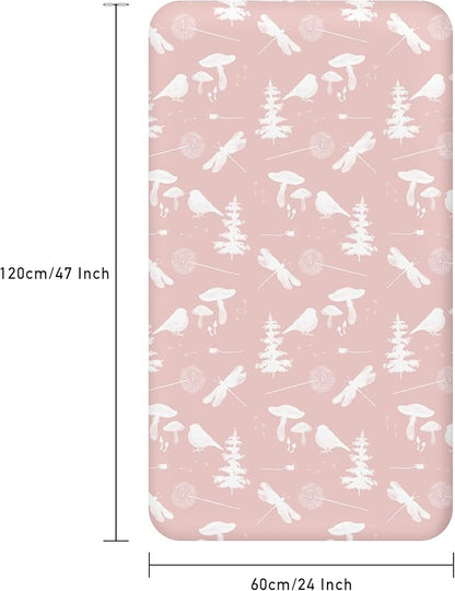 Nap Mat Sheet 47"x24", 3 Pack Pink Floral Baby Crib Sheets Fitted Elastic - Image 3