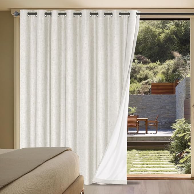 H.VERSAILTEX Sliding Door Curtains, Linen 100% Blackout Curtains Durable Thick by HVERSAILTEX