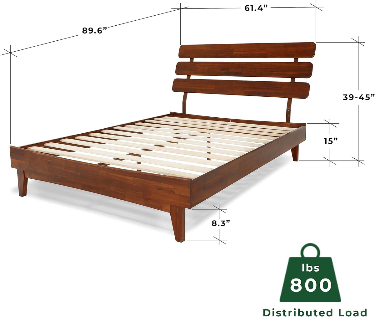 bme caden 15 inch deluxe bed frame with shown in use