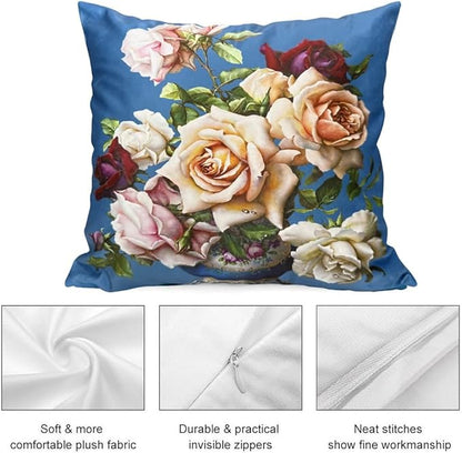 Vintage Floral Bouquet 28x28 Plush Throw Pillow Case, Double-Sided Printed - Image 3