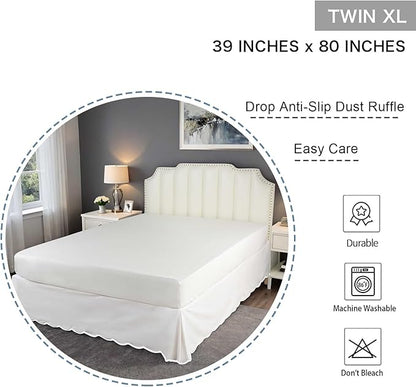 HIG Off-White Chic Twin XL Bed Skirt - Image 2