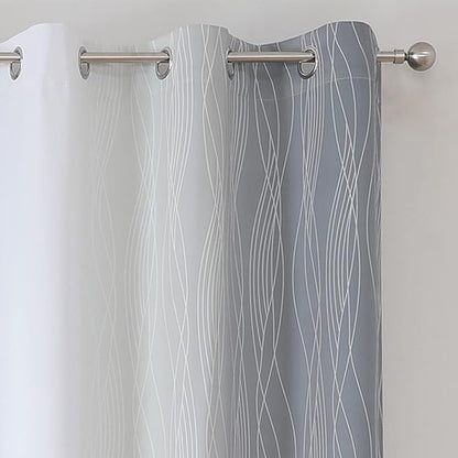 Estelar Textiler Full Room Darkening Greyish White and Grey Blackout Curtains - Image 4