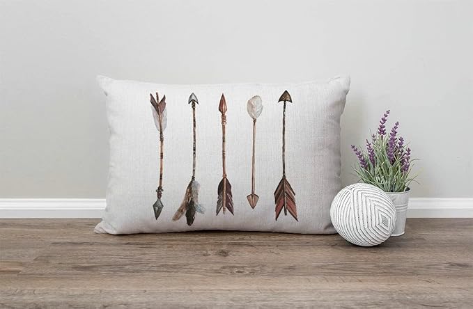 Watercolor Arrows Boho Waist Lumbar Cotton Linen Throw Pillow case Cushion Cover - Image 4