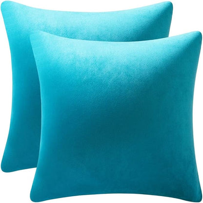 Throw Pillow Cases 22x22 Turquoise: 2 Pack Cozy Soft Velvet Square Decorative by DEZENE