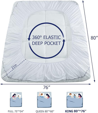 Marine Moon King Mattress Topper, Cooling Pillow Top, Hotel Quality Down - Image 6