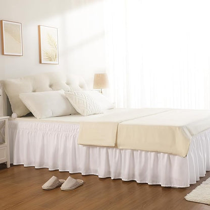 RIMELA White Bed Skirt Queen Size 12 Inch Drop, Elastic Bed Skirting - Image 7