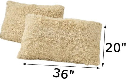 MorroMorn Decorative Pillows Covers, 2 Packs Faux Fur Pillow Cases, Luxury - Image 2