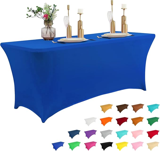 IVAPUPU 4FT Table Cloth for Rectangular Fitted Events Stretch Royal Blue Table by IVAPUPU