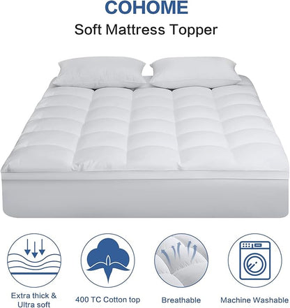 COHOME Twin XL Mattress Topper Extra Thick Cooling Mattress Pad 400TC Cotton - Image 2