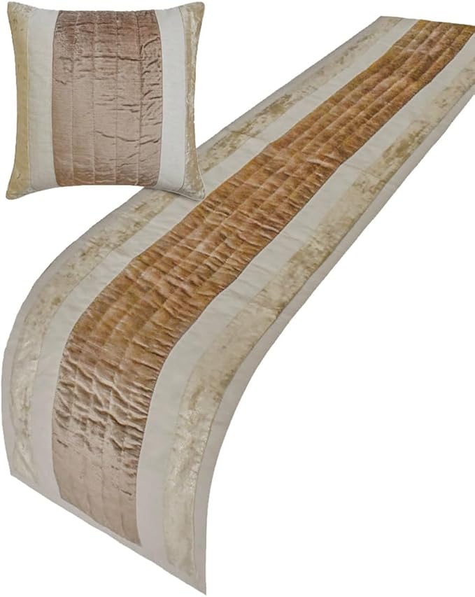 The HomeCentric King/Queen/Twin Beige Designer King 90"x18" Bed Runner - Image 4