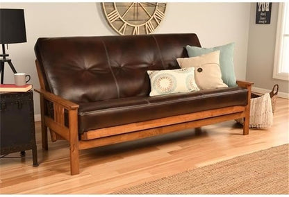BOWERY HILL Full-Size Faux Leather Futon in Java Brown-Frame Not Included - Image 2
