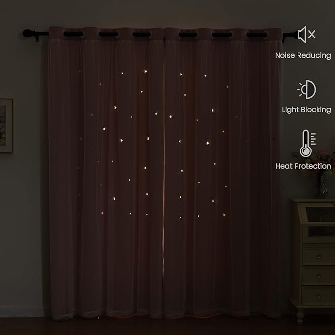 Light Pink Curtains for Girls Bedroom Solid Window Treatment Set Grommet Top - Image 6