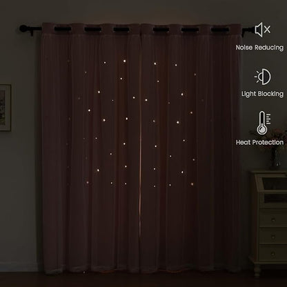 Light Pink Curtains for Girls Bedroom Solid Window Treatment Set Grommet Top - Image 6