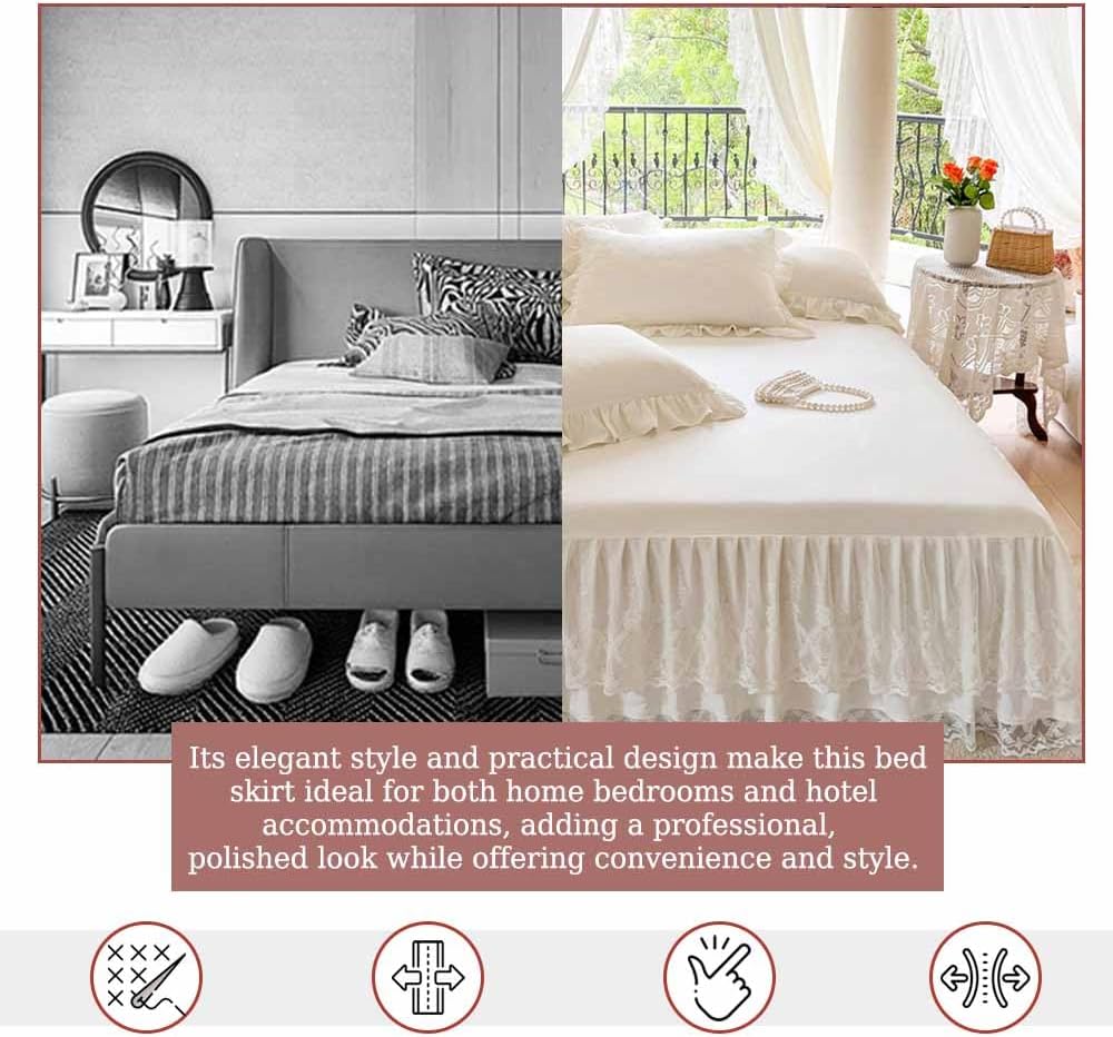 Lace Bed Skirt & Bedsheet Queen Size - 17 in. Drop, Easy Fit Ruffled Beds...