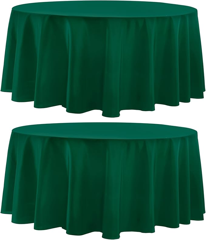 Round Tablecloth 132 Inch 2 Pack Dark Green Tablecloths Washable Decorative by AOCOZHomeLifeMuseum