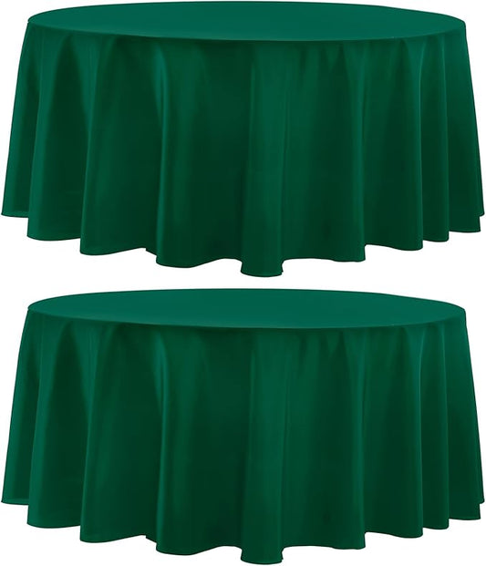 Round Tablecloth 132 Inch 2 Pack Dark Green Tablecloths Washable Decorative by AOCOZHomeLifeMuseum