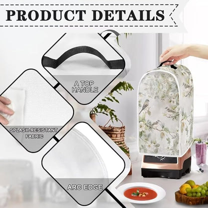 Hummingbird Floral White Blender Dust Cover, Anti Fingerprint Polyester Stand - Image 4