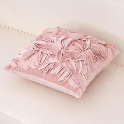 Alerfa 3D Leaves Handmade Throw Pillow Cover Decorative Floral Velvet - Image 3