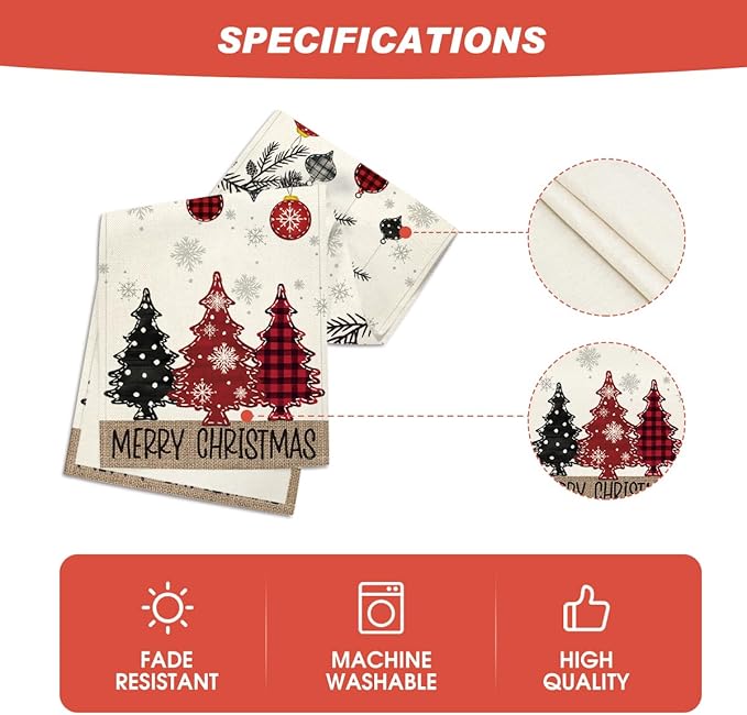 Artoid Mode Red Pine Trees Merry Christmas Table Runner, Winter Xmas Holiday - Image 5