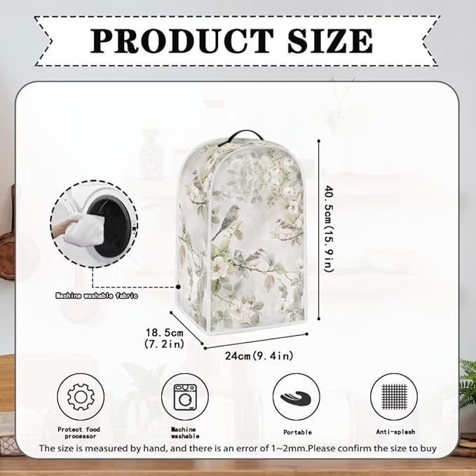 Hummingbird Floral White Blender Dust Cover, Anti Fingerprint Polyester Stand - Image 6